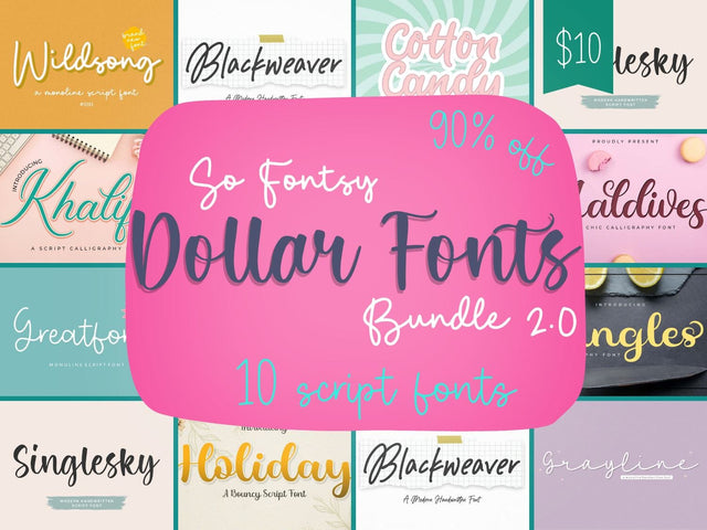 Dollar Fonts Bundle 2.0 - In Cart Deal Bundle So Fontsy Design Shop